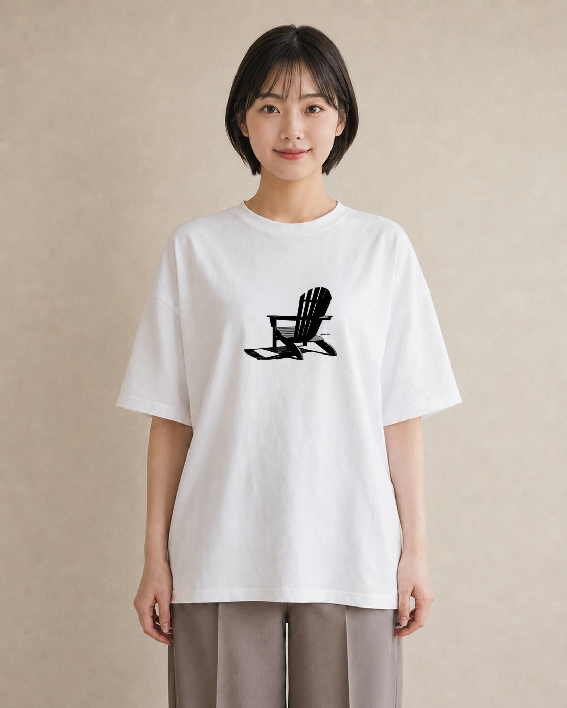 Tシャツ レディース 窓辺の椅子 窓辺 椅子 ナチュラル アンティーク イラスト こなれ感 お揃い 親子 白T