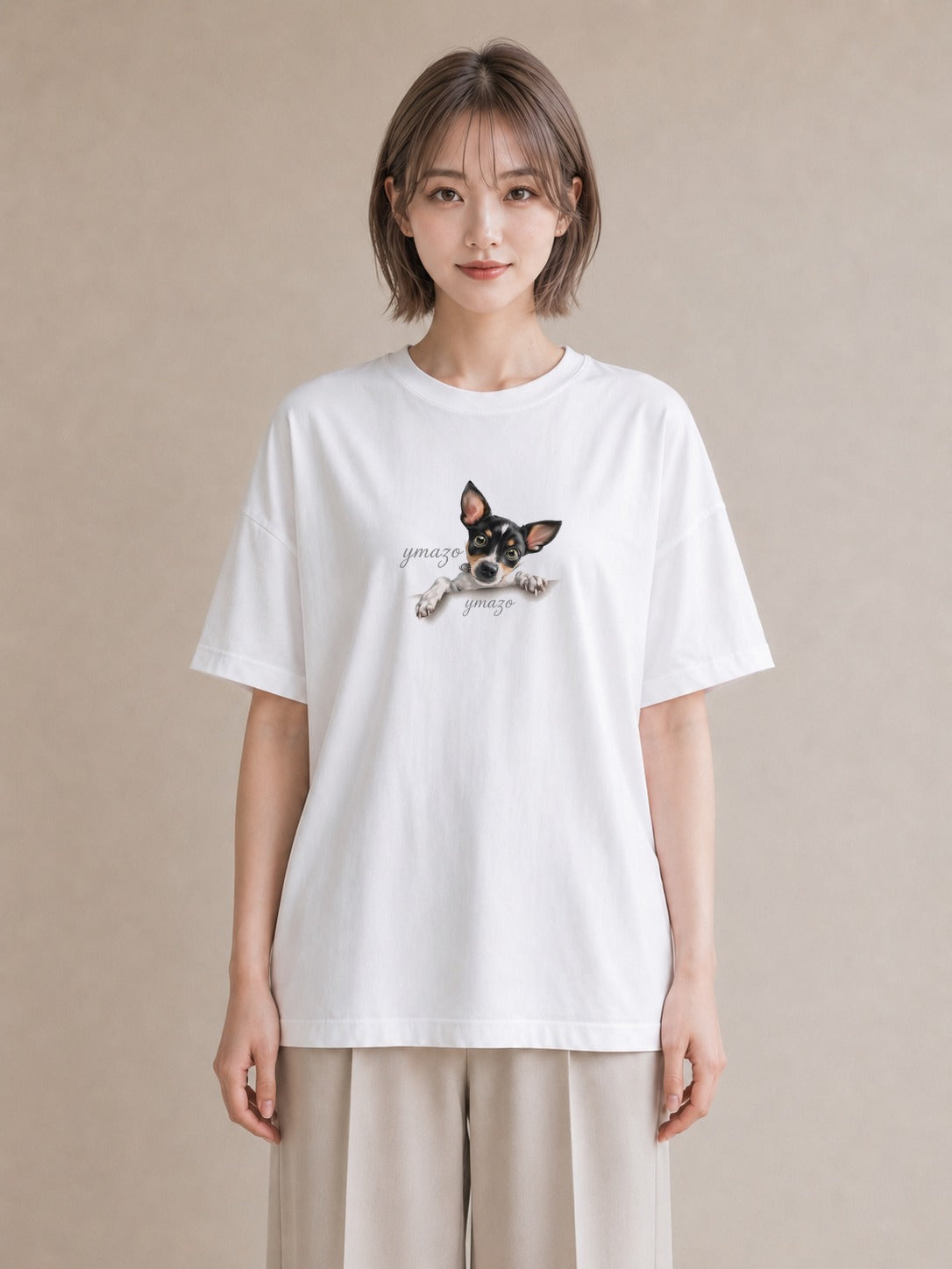 半袖Tシャツ レディース チワワ 犬 いぬ イラスト シック デイリーウェア 休日 白T