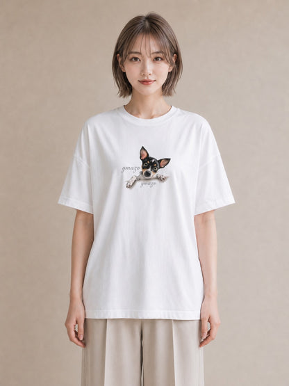 半袖Tシャツ レディース チワワ 犬 いぬ イラスト シック デイリーウェア 休日 白T
