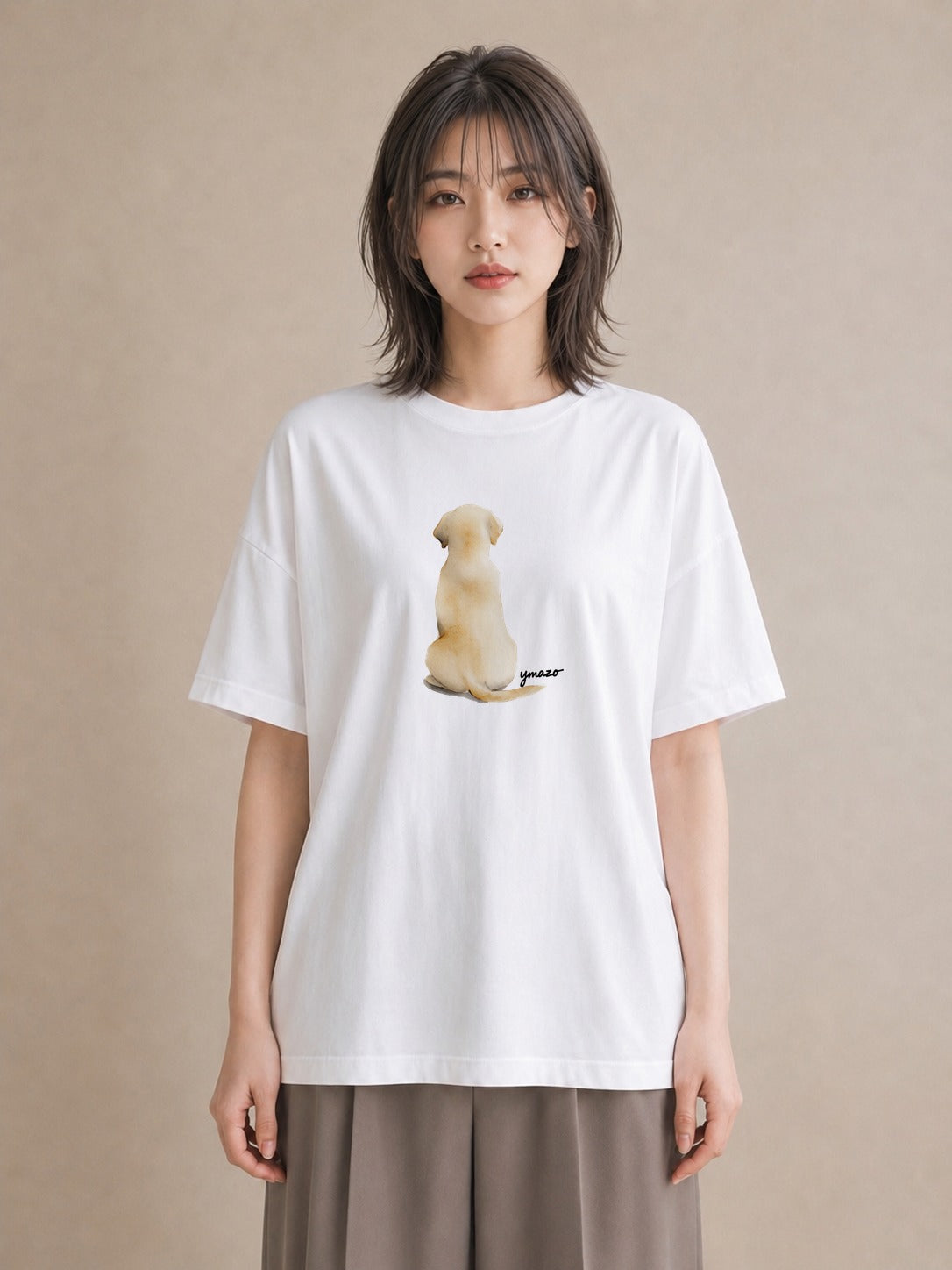 プリントTシャツ レディース ラブラドールレトリバー 犬 いぬ イラスト ヴィンテージ風 夏コーデ 通学 白T