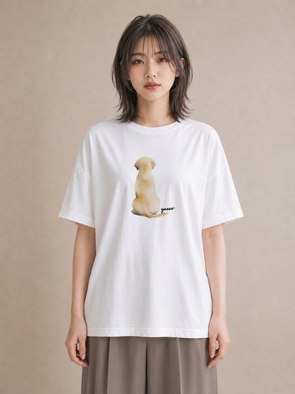 プリントTシャツ レディース ラブラドールレトリバー 犬 いぬ イラスト ヴィンテージ風 夏コーデ 通学 白T