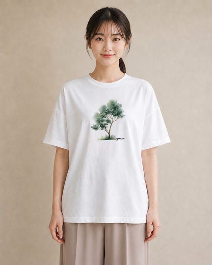 半袖Tシャツ レディース 苔 植物 ボタニカル イラスト 個性的 お出かけ 普段着 白T