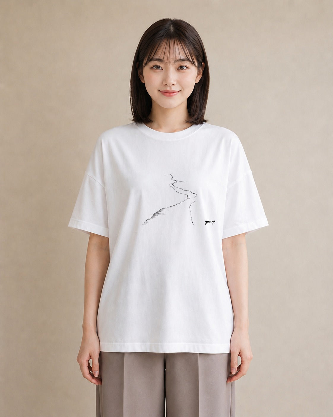 デザインTシャツ レディース 小川 橋 せせらぎ ナチュラル アンティーク イラスト 休日コーデ ミセス 春コーデ 白T