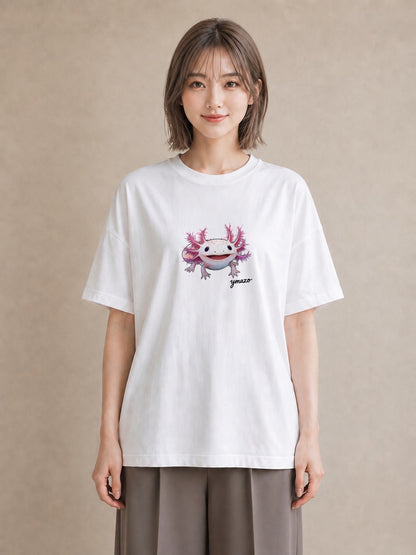 グラフィックTシャツ レディース ウーパールーパー ペット 動物 イラスト こなれ感 夏コーデ 通学 白T