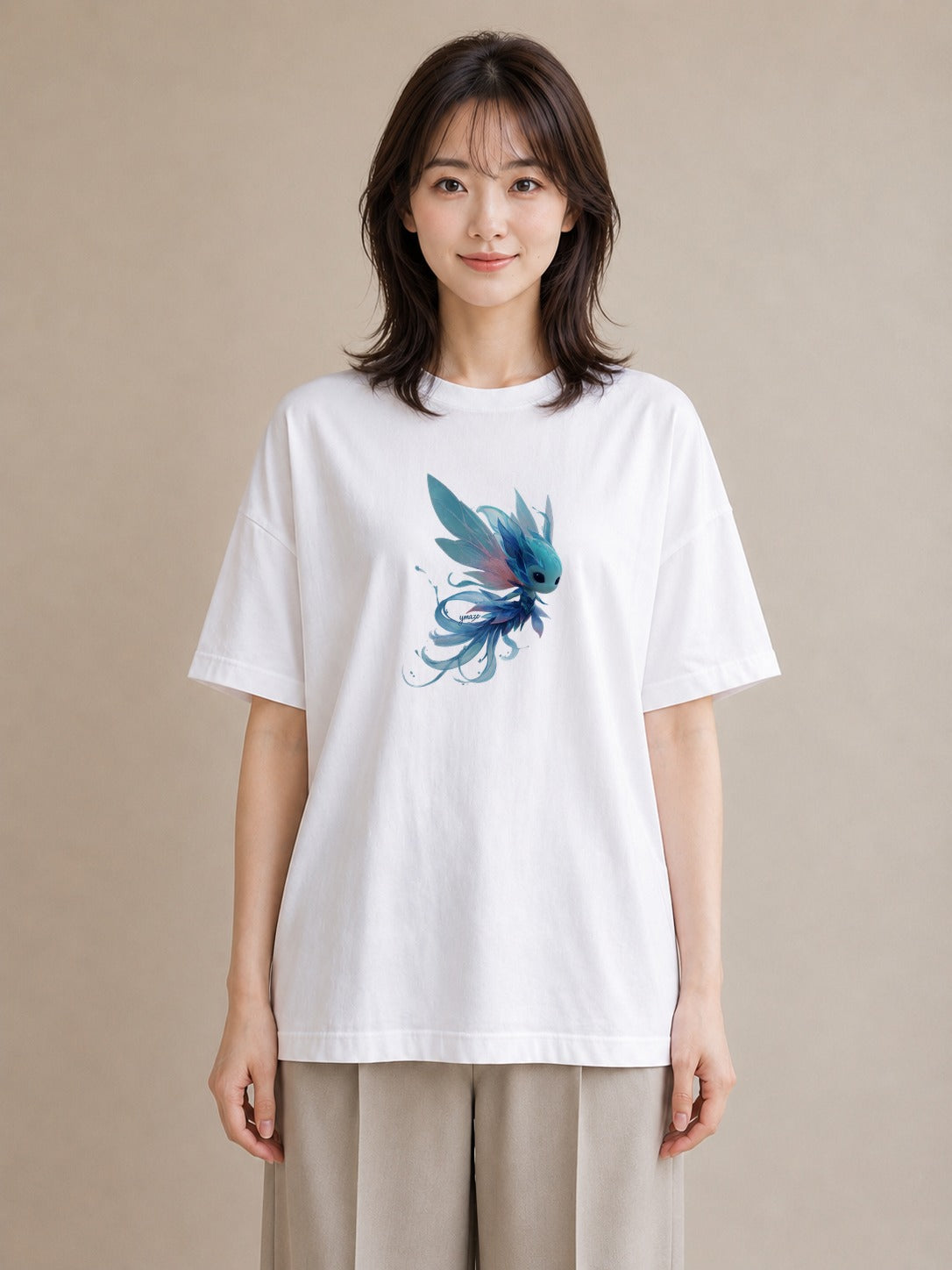 デザインTシャツ レディース グッピー ペット 動物 イラスト ビーチ デイリーウェア 白T