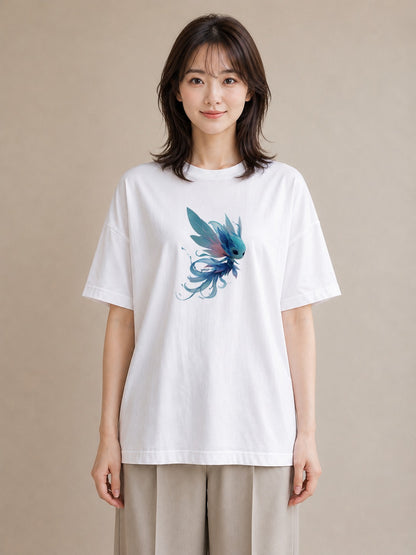 デザインTシャツ レディース グッピー ペット 動物 イラスト ビーチ デイリーウェア 白T