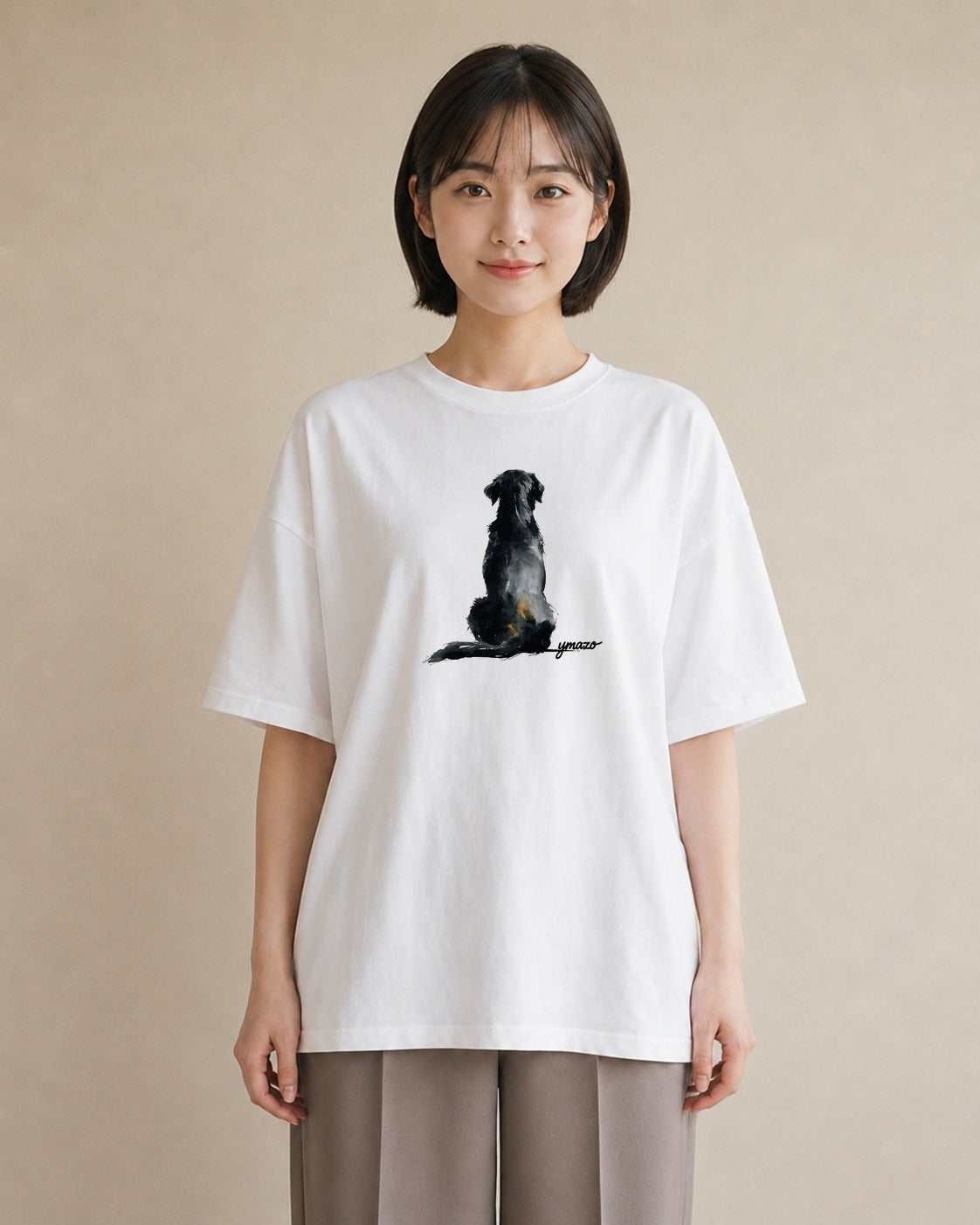半袖Tシャツ レディース 老犬 犬 いぬ イラスト ゆるコーデ ペアコーデ 秋コーデ 白T