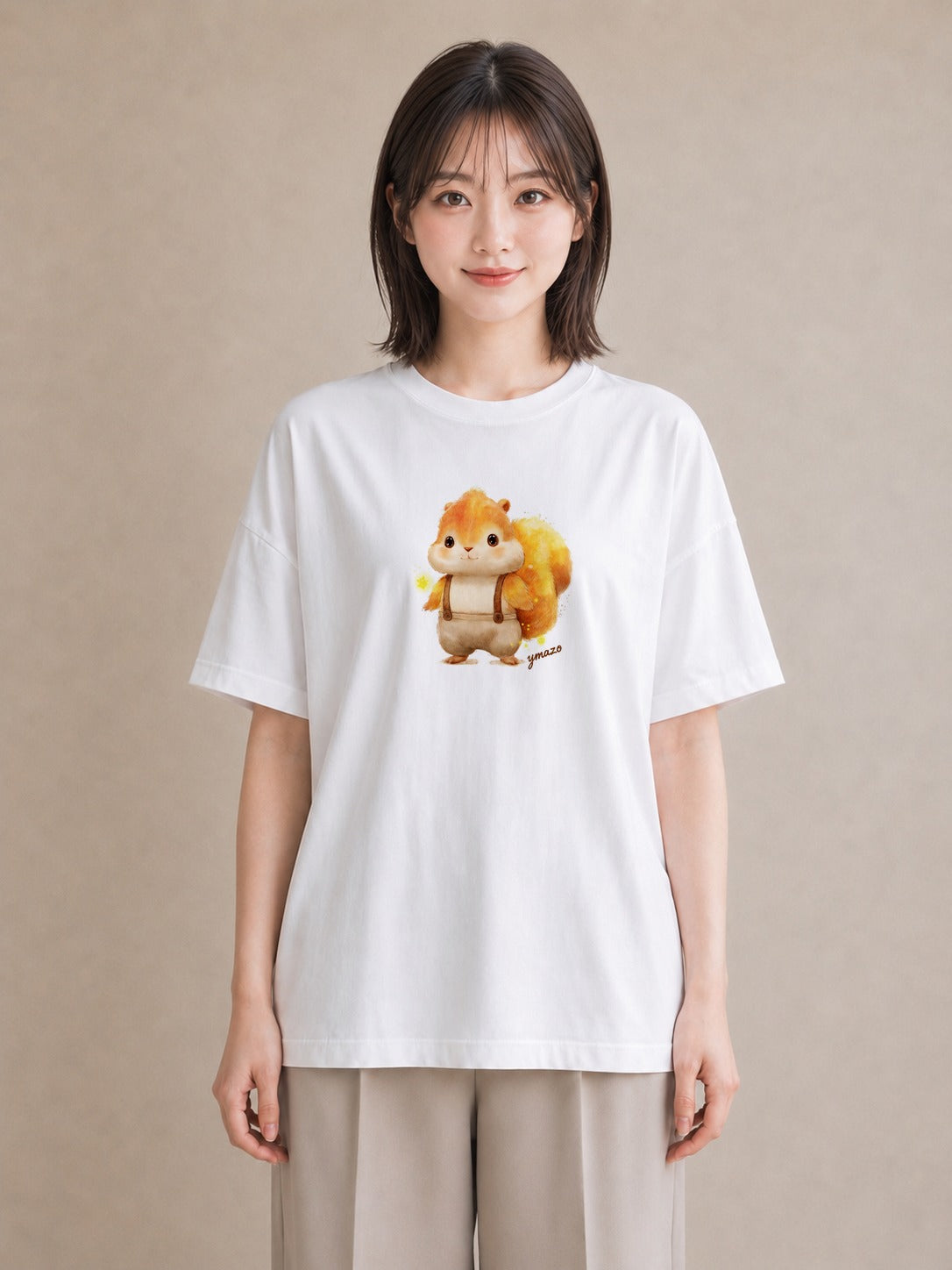 グラフィックTシャツ レディース シマリス ペット 動物 イラスト 手描き風 ルームウェア ギフト 白T