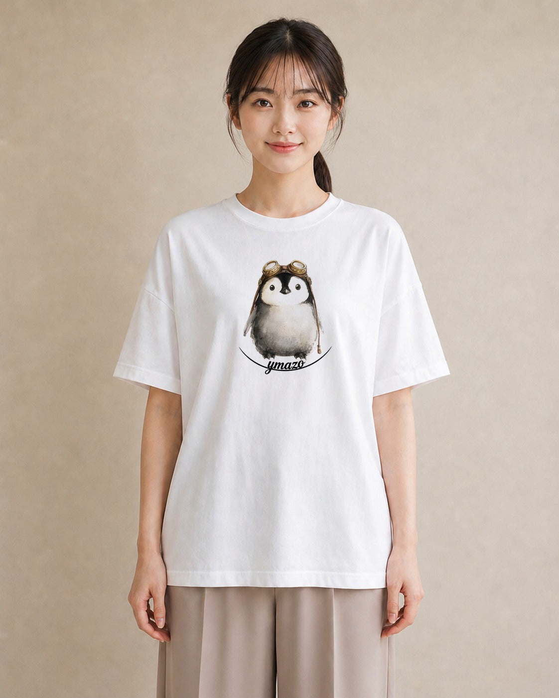 グラフィックTシャツ レディース ペンギン ぺんぎん 動物 アニマル イラスト きれいめカジュアル 秋コーデ おしゃれギフト 白T