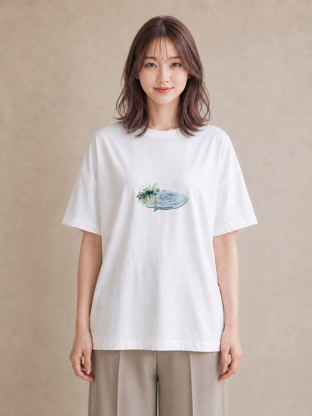 デザインTシャツ レディース 雨上がりの小道 雨上がり 小道 ナチュラル アンティーク イラスト モード 夏コーデ 通学 白T