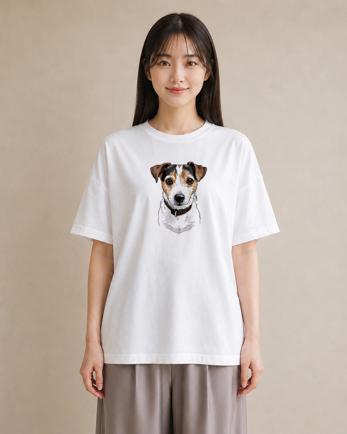 デザインTシャツ レディース ジャックラッセルテリア 犬 いぬ イラスト 手描き風 女性 旅行用 白T