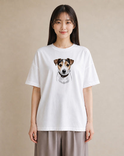 デザインTシャツ レディース ジャックラッセルテリア 犬 いぬ イラスト 手描き風 女性 旅行用 白T