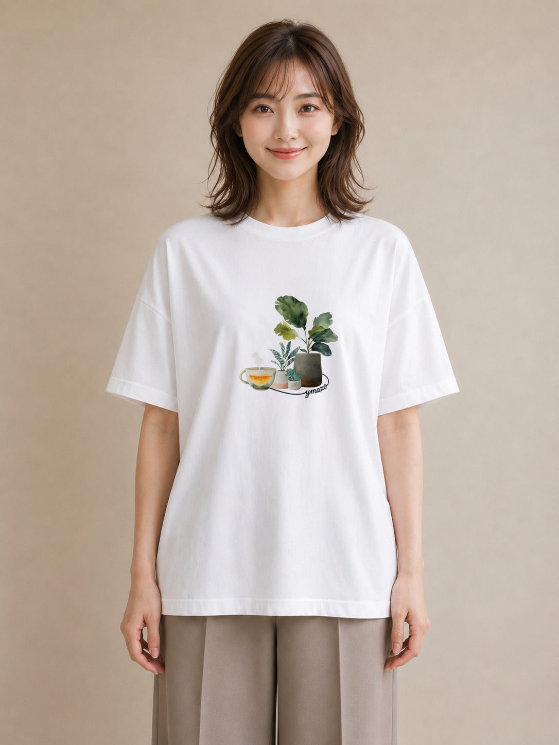 グラフィックTシャツ レディース 紅茶 食べ物 フード イラスト 水彩風 通学 誕生日プレゼント 白T