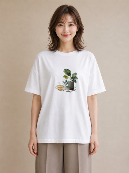 グラフィックTシャツ レディース 紅茶 食べ物 フード イラスト 水彩風 通学 誕生日プレゼント 白T