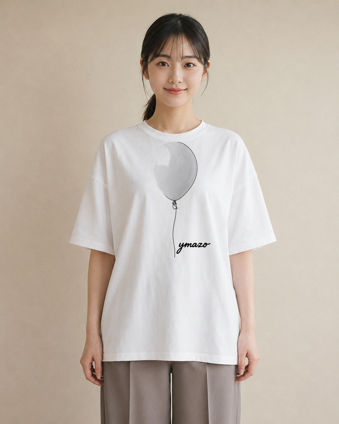 デザインTシャツ レディース 紙風船 和紙 ナチュラル アンティーク イラスト 水彩風 通勤 在宅 白T