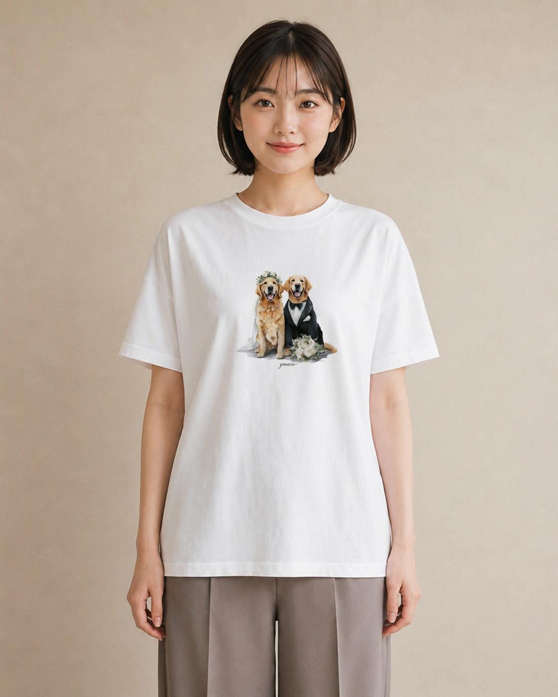 半袖Tシャツ レディース ゴールデンレトリバー ゴールデン 犬 いぬ イラスト ニュアンス 姉妹 送別ギフト 白T