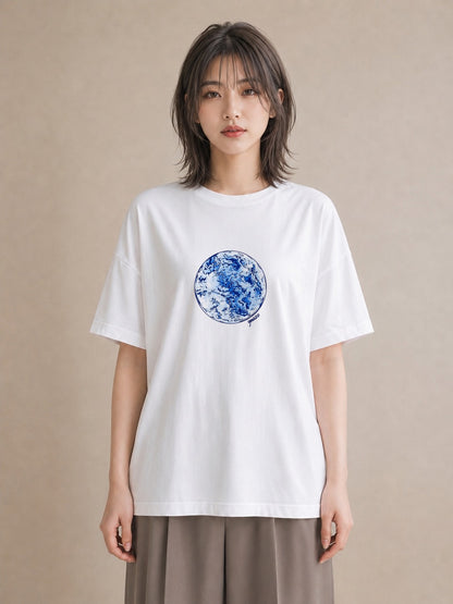 半袖Tシャツ レディース 蟹座 星空 宇宙 イラスト 水彩風 ギフト 母の日 白T