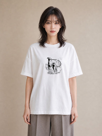Tシャツ レディース イタリアングレーハウンド 犬 いぬ イラスト 旅行コーデ 週末コーデ 敬老の日 白T