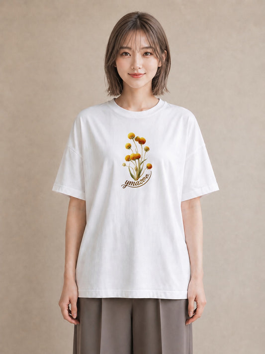 デザインTシャツ レディース ミモザ 花 花柄 イラスト 韓国風 公園 ママ 白T
