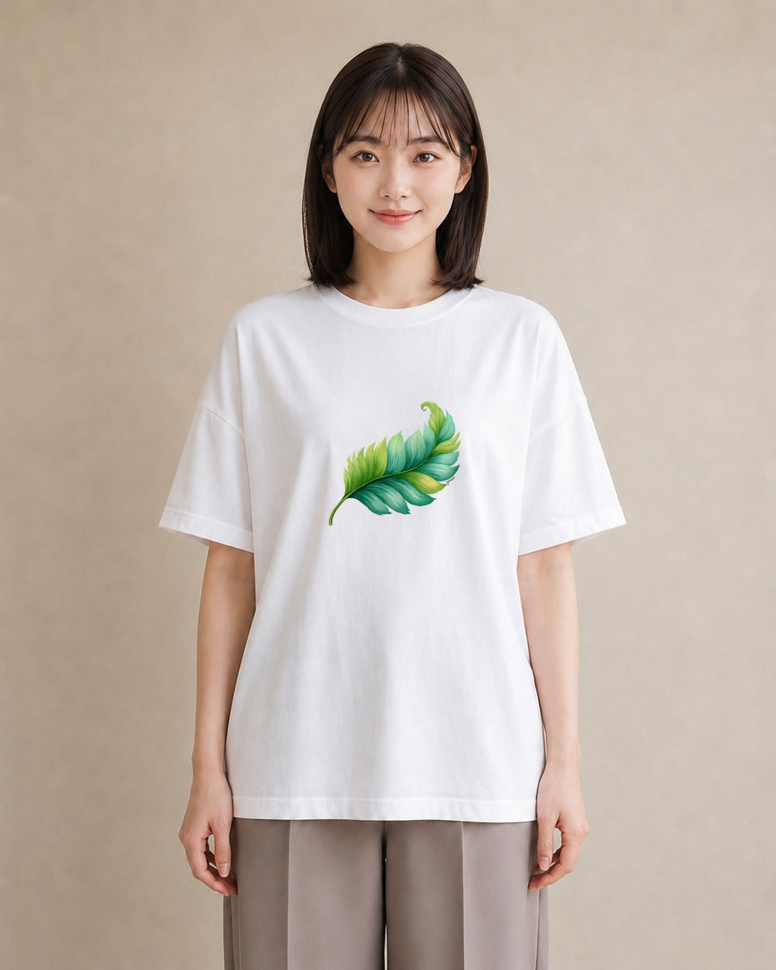 プリントTシャツ レディース 葉っぱ 植物 ボタニカル イラスト お洒落 お出かけ 普段着 白T