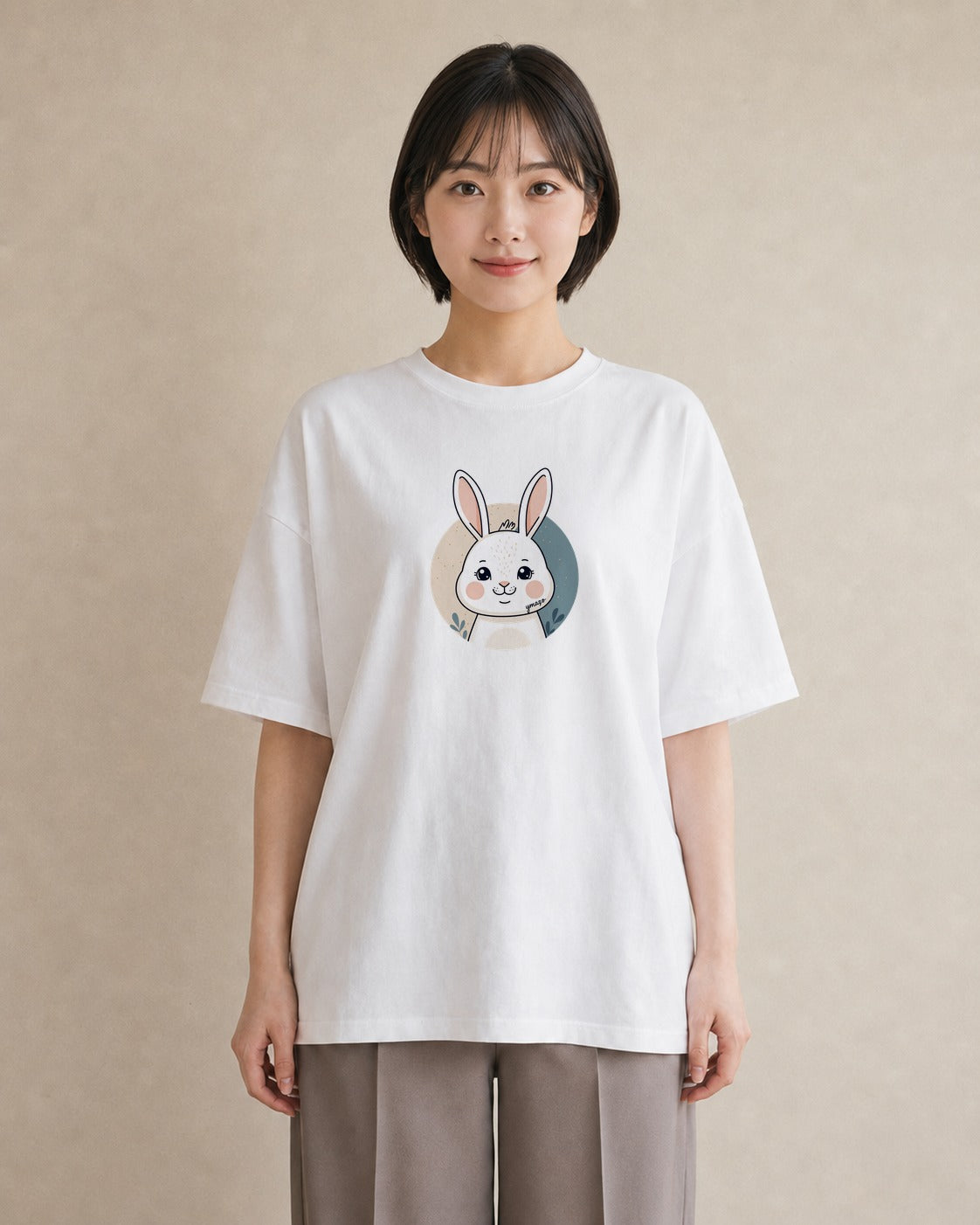 デザインTシャツ レディース うさちゃん ペット 動物 イラスト ユニーク ホワイトデー 春服 白T