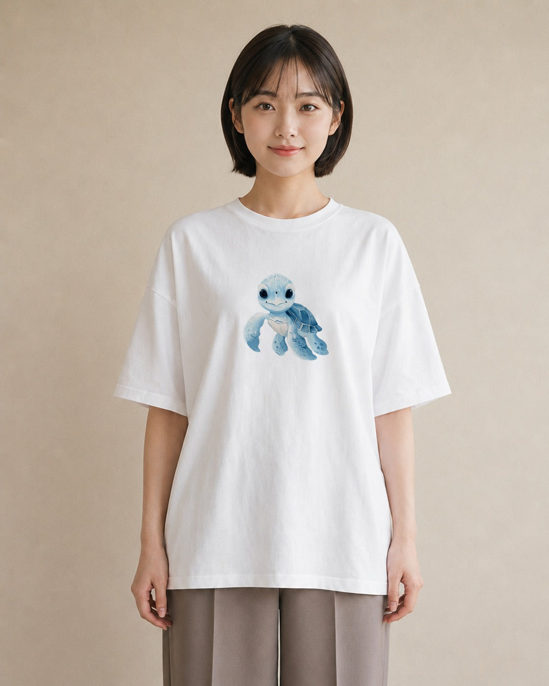 プリントTシャツ レディース ウミガメ 海の生き物 海 イラスト 休日コーデ クリスマス 旅行 白T
