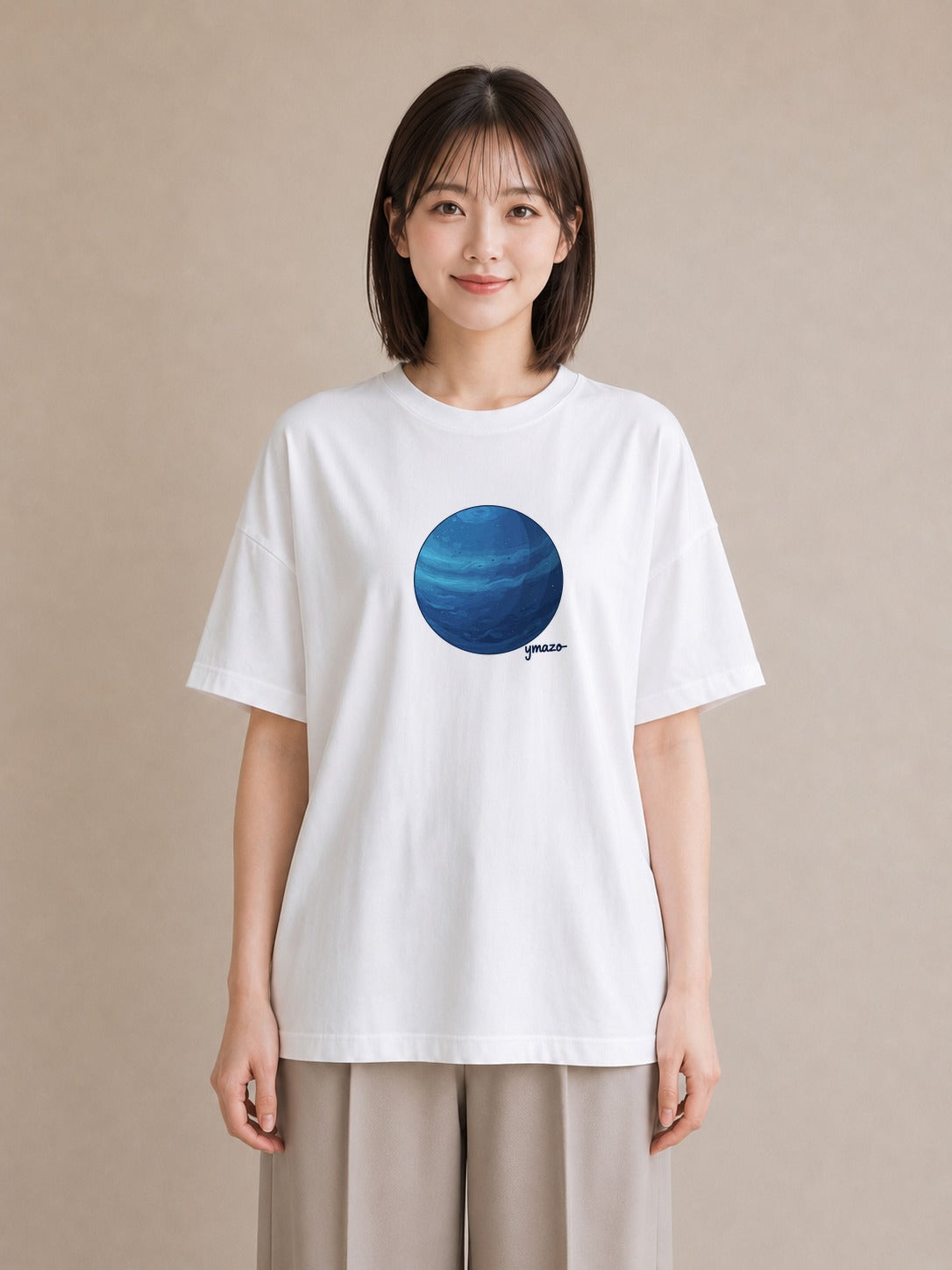 プリントTシャツ レディース 宇宙 星空 イラスト 旅行コーデ 在宅 公園 白T