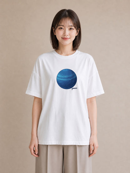 プリントTシャツ レディース 宇宙 星空 イラスト 旅行コーデ 在宅 公園 白T