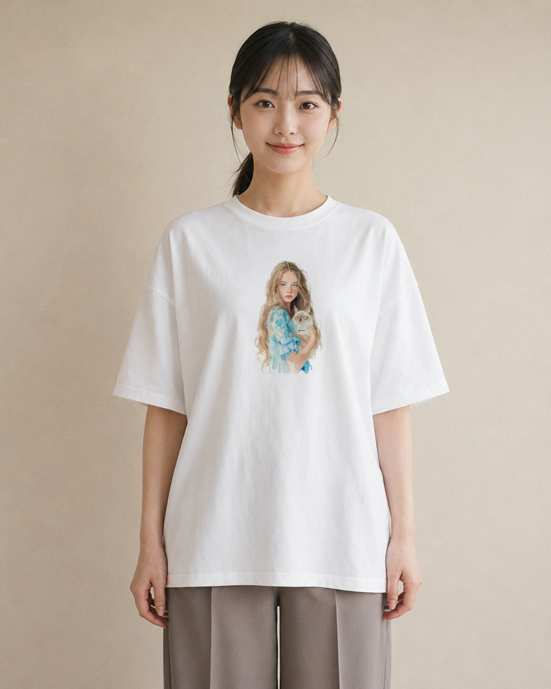 半袖Tシャツ レディース ラグドール 猫 ねこ イラスト カジュアル 女子会 お揃い 白T
