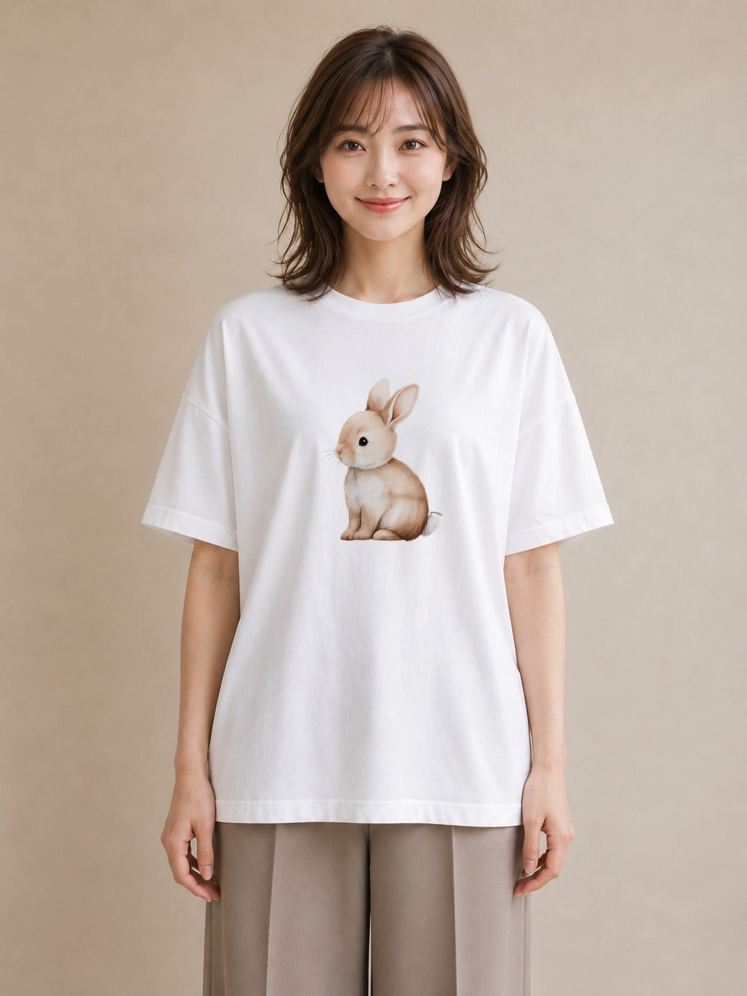 デザインTシャツ レディース ホーランドロップ ペット 動物 イラスト 公園 ママ 白T