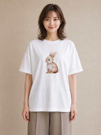 デザインTシャツ レディース ホーランドロップ ペット 動物 イラスト 公園 ママ 白T