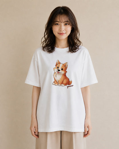 半袖Tシャツ レディース ウェルシュコーギー コーギー 犬 いぬ イラスト 女性向けギフト 散歩 白T