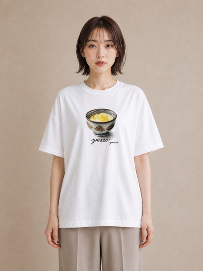 半袖Tシャツ レディース プリン 食べ物 フード イラスト 線画 旅行用 海 白T
