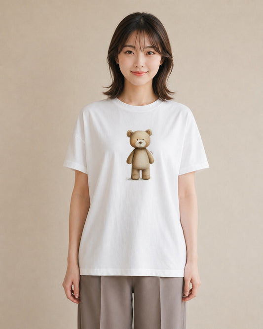 Tシャツ レディース くま クマ ベア 動物 アニマル イラスト お洒落 誕生日プレゼント 綿100 白T