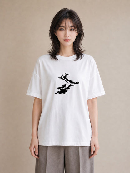 Tシャツ レディース 桟橋 水辺 波止場 ナチュラル アンティーク イラスト ミニマル ルームウェア ギフト 白T