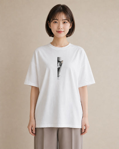 半袖Tシャツ レディース サバトラ 猫 ねこ イラスト 韓国風 親子 20代 白T