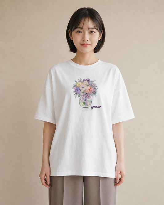 プリントTシャツ レディース ガラス瓶 小枝 ボタニカル ナチュラル アンティーク イラスト シック 通勤 在宅 白T