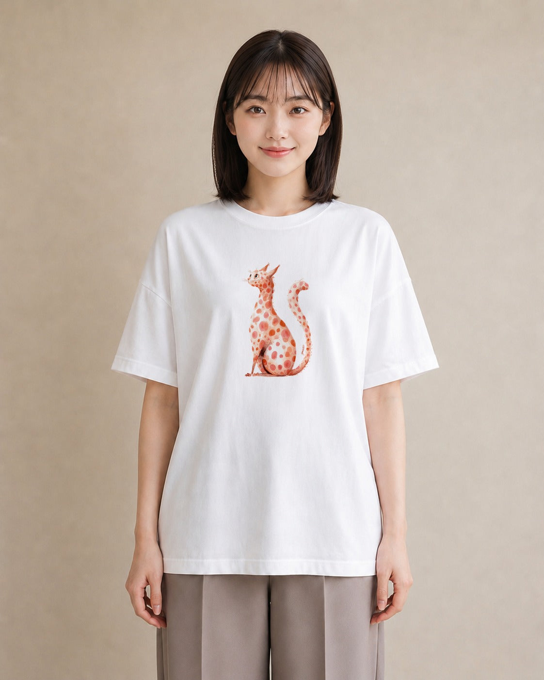 プリントTシャツ レディース サビ猫 猫 ねこ イラスト フェミニン 誕生日プレゼント 綿100 白T