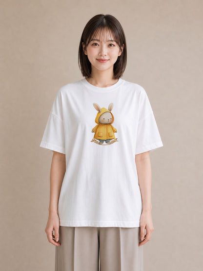 Tシャツ レディース うさちゃん ペット 動物 イラスト シック レイヤード 友達ギフト 白T