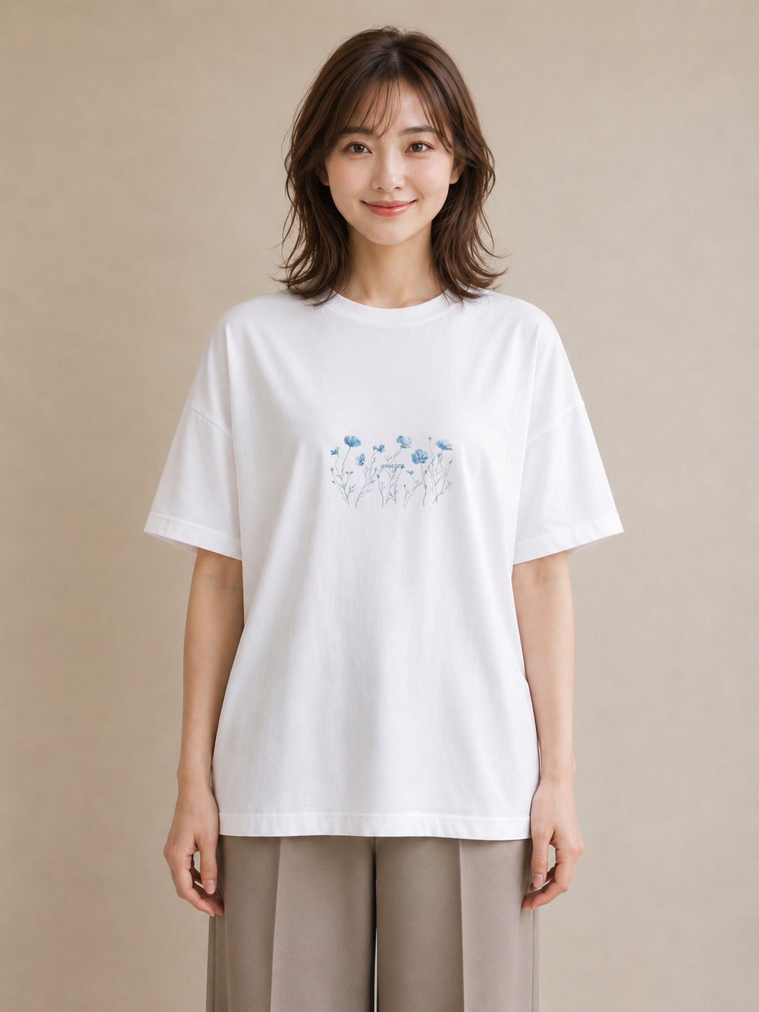 グラフィックTシャツ レディース ポスト 野の花 レトロ ナチュラル アンティーク イラスト ガーリー おしゃれギフト 社会人 白T
