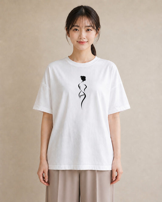 プリントTシャツ レディース 女の子 ガール 後ろ姿 イラスト ユニーク カフェ巡り 女子会 白T