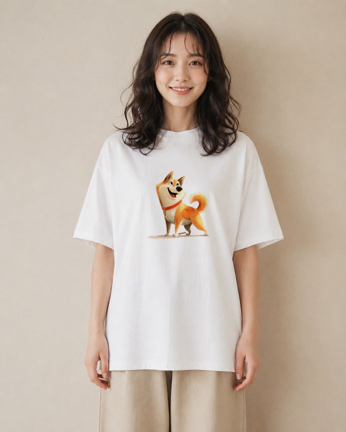 Tシャツ レディース 柴犬 しばいぬ 犬 いぬ イラスト 旅行コーデ 通勤 在宅 白T