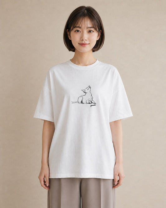 半袖Tシャツ レディース 犬 いぬ わんこ イラスト シック 買い物 夏コーデ 白T