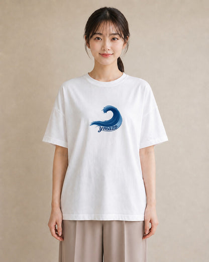 デザインTシャツ レディース 波 星空 宇宙 イラスト カジュアル 敬老の日 ホワイトデー 白T