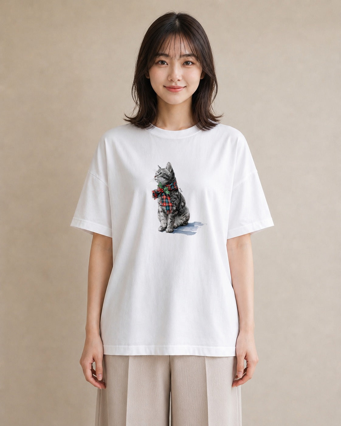 プリントTシャツ レディース サバトラ 猫 ねこ イラスト ポップ 社会人 女性 白T