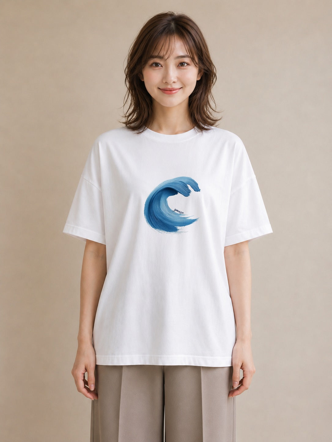 半袖Tシャツ レディース 波 星空 宇宙 イラスト 韓国風 週末コーデ 敬老の日 白T