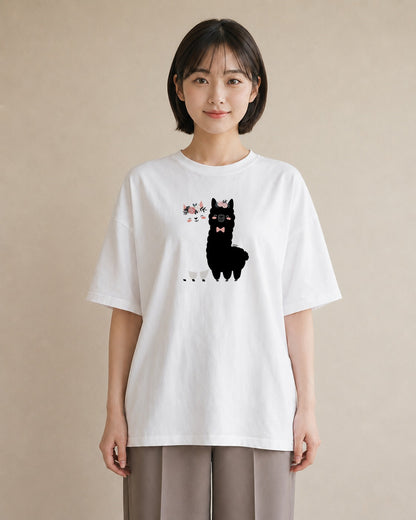 半袖Tシャツ レディース アルパカ 動物 アニマル イラスト 旅行コーデ ビーチ デイリーウェア 白T