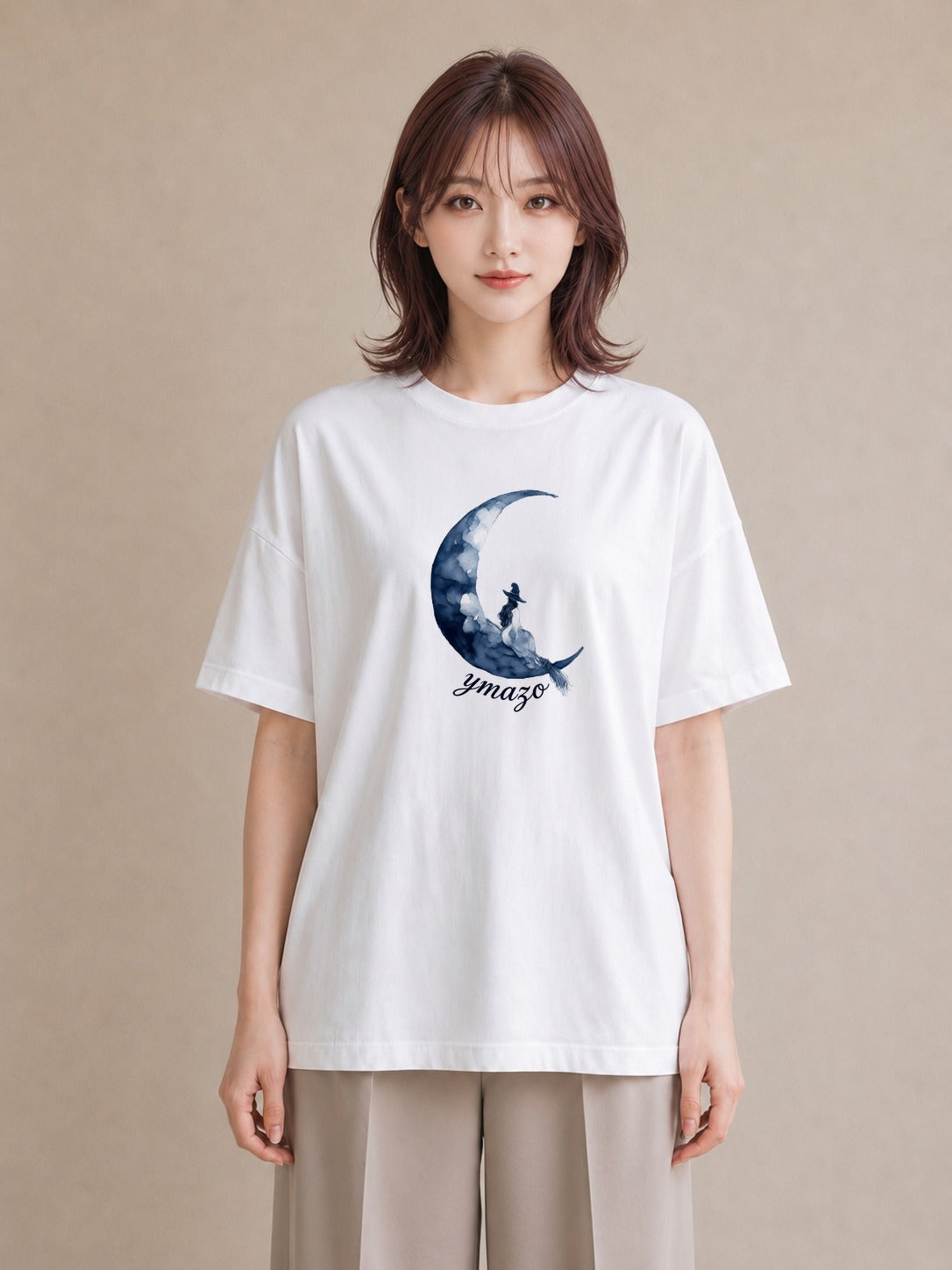 グラフィックTシャツ レディース 月 星空 宇宙 イラスト ユニーク 普段着 週末コーデ 白T