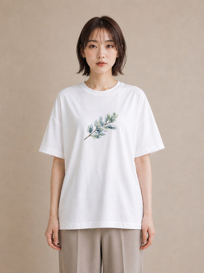 Tシャツ レディース 松ぼっくり 植物 ボタニカル イラスト ゆるコーデ 秋コーデ おしゃれギフト 白T