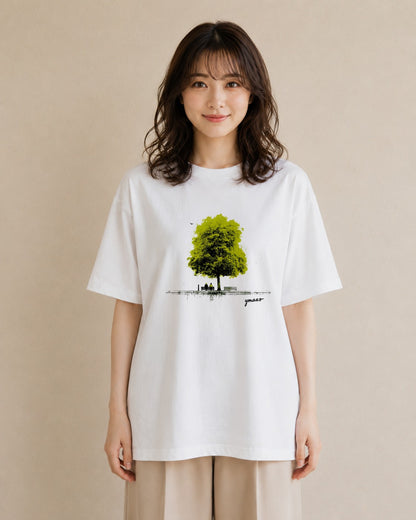 Tシャツ レディース 雨上がりのベンチ ベンチ ナチュラル アンティーク イラスト 旅行コーデ 女性 旅行用 白T